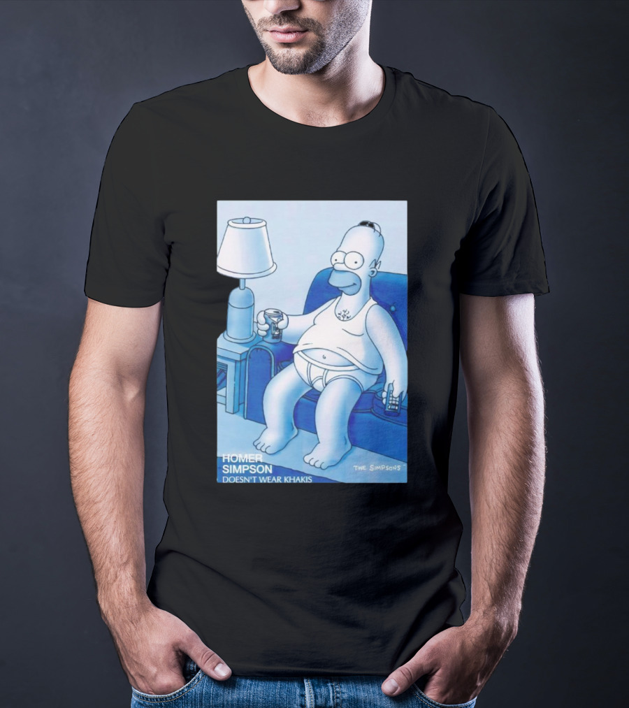 Homer Simpson Relaxing At Home With Drink And Remote Control T-Shirt