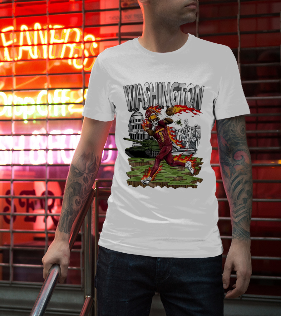 Washington Commanders Jahan Dotson Football Cartoon Capitol Tank Lincoln Fire T-Shirt