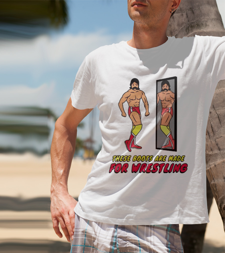 These Boots Are Made For Wrestling Reflective Wrestler Mirror Image T-Shirt