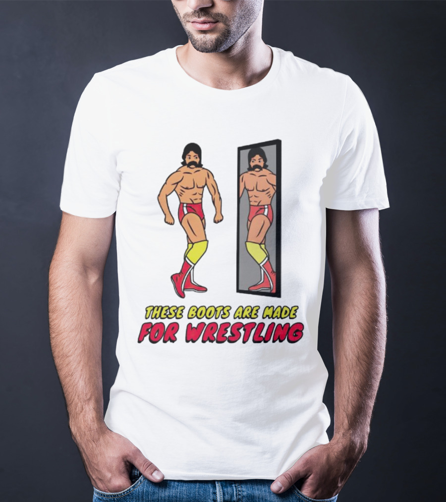 These Boots Are Made For Wrestling Reflective Wrestler Mirror Image T-Shirt