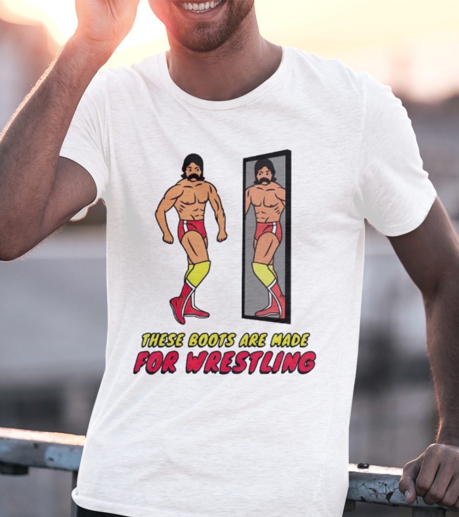 These Boots Are Made For Wrestling Reflective Wrestler Mirror Image T-Shirt
