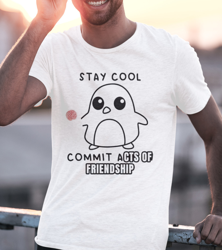 Stay Cool Commit Acts Of Friendship Cute Penguin With Red Ball T-Shirt