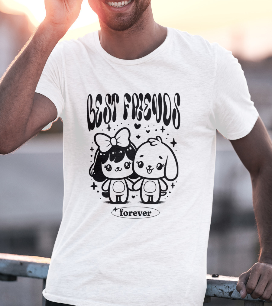 Best Freuds Forever Cute Characters With Bow And Dog T-Shirt