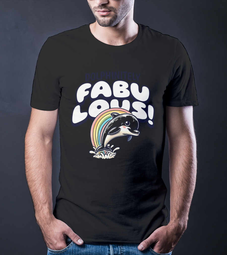 Dolphinitely Fabulous Rainbow Dolphin Splash T-Shirt