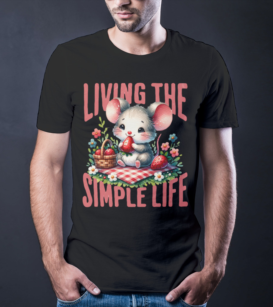 Living The Simple Life Cottagecore Picnic Mouse T-Shirt