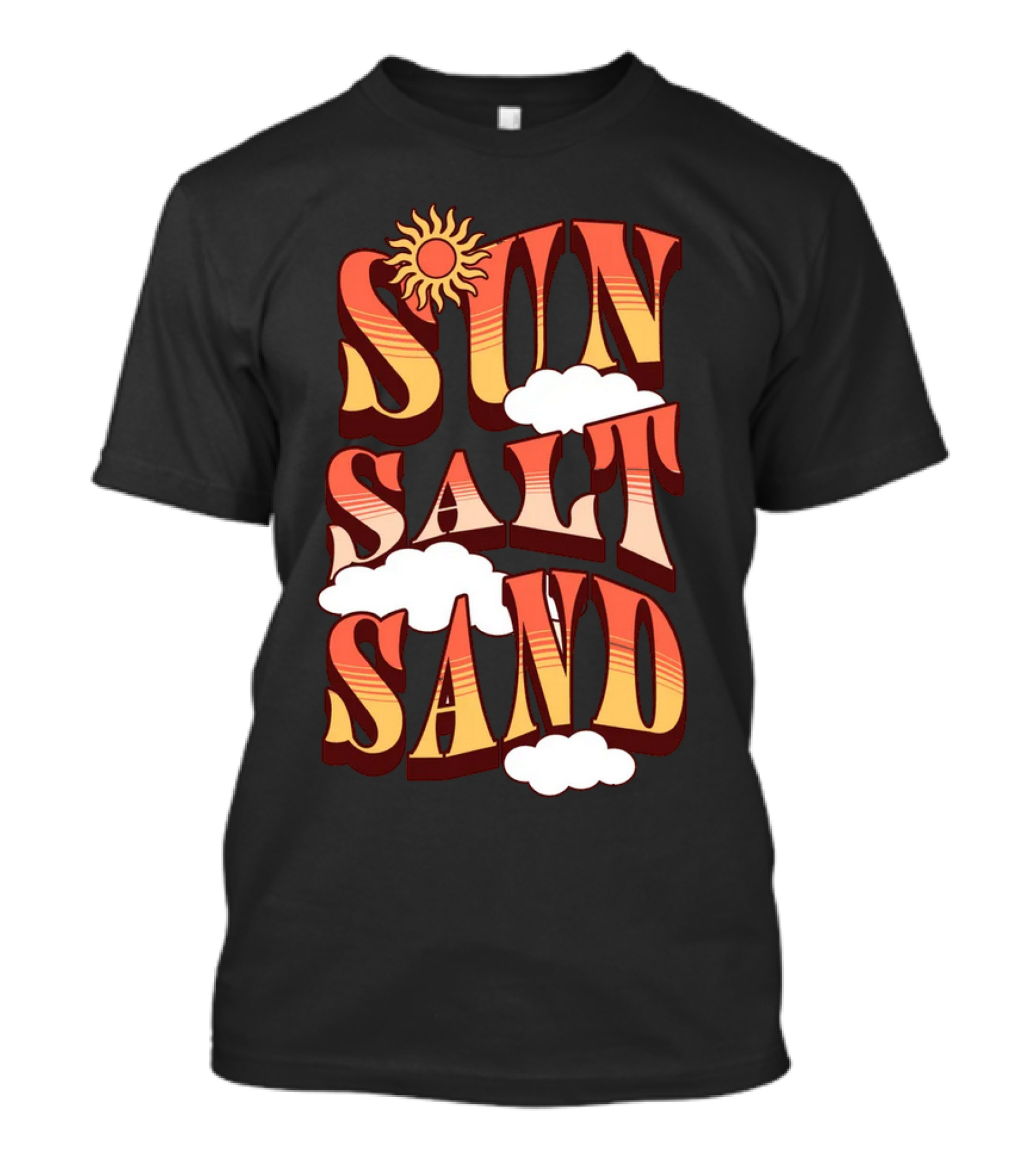 Sun Salt Sand Retro Hippie Vibes With Sun And Clouds T-Shirt