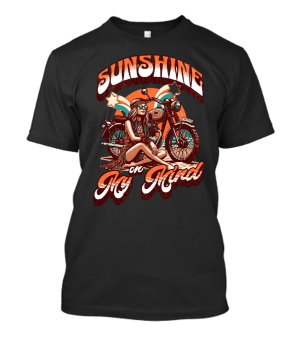 Sunshine On My Mind Hippie Motorcycle Sunset Retro Summer T-Shirt