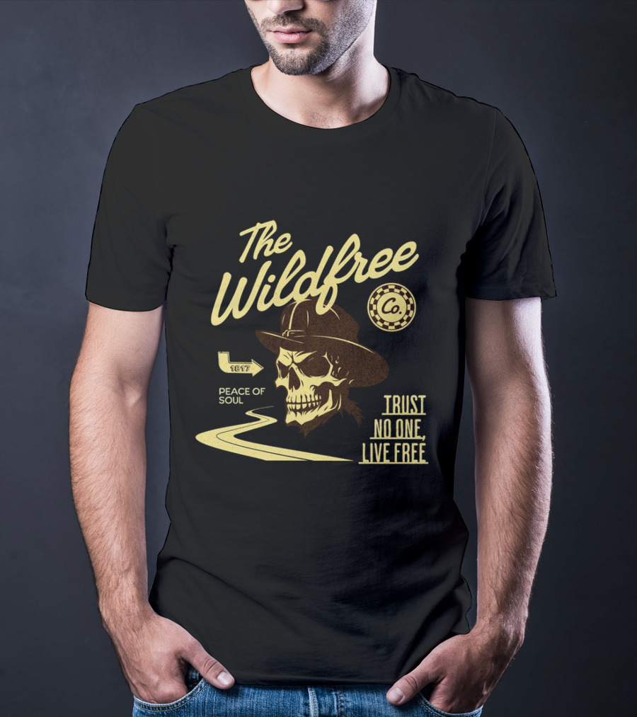 The Wildfree Co Trust No One Live Free Peace Of Soul Skull 1677 T-Shirt