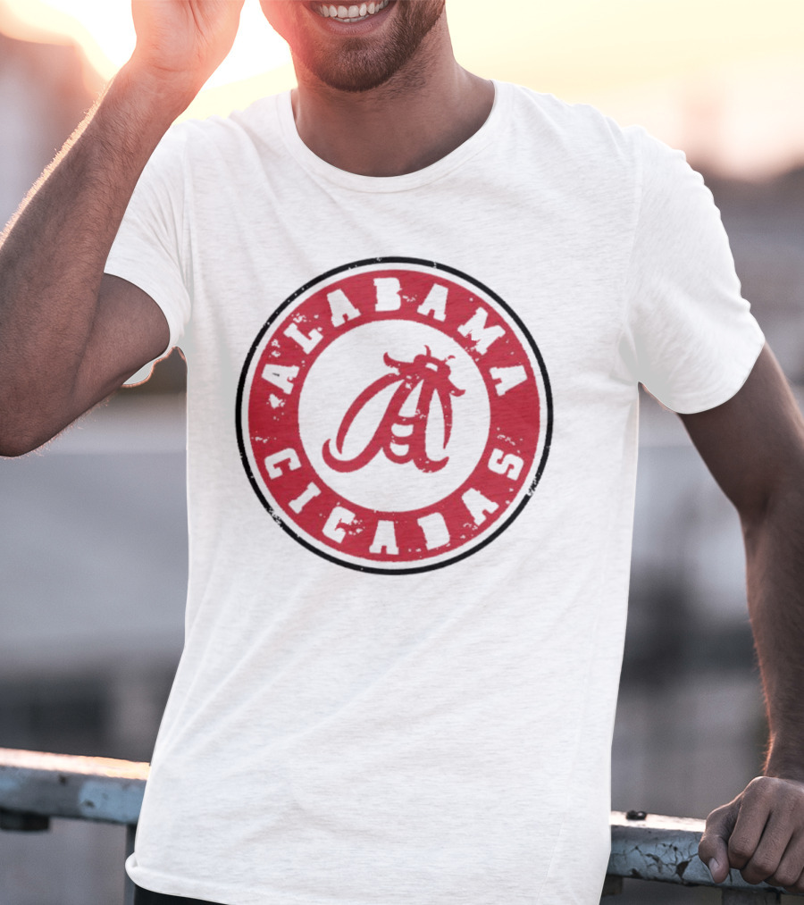 Alabama Cicadas Crimson Tide Football Circle Emblem T-Shirt