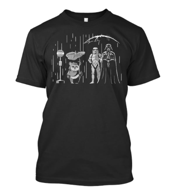 Ewok Stormtrooper Darth Vader My Neighbor Totoro Crossover Dark Side Neighbor T-Shirt