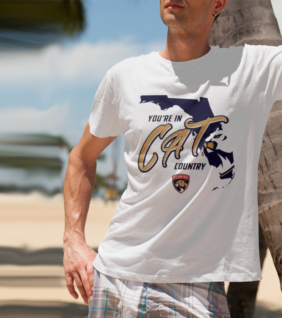 Florida Panthers You're In Cat Country Map Outline T-Shirt