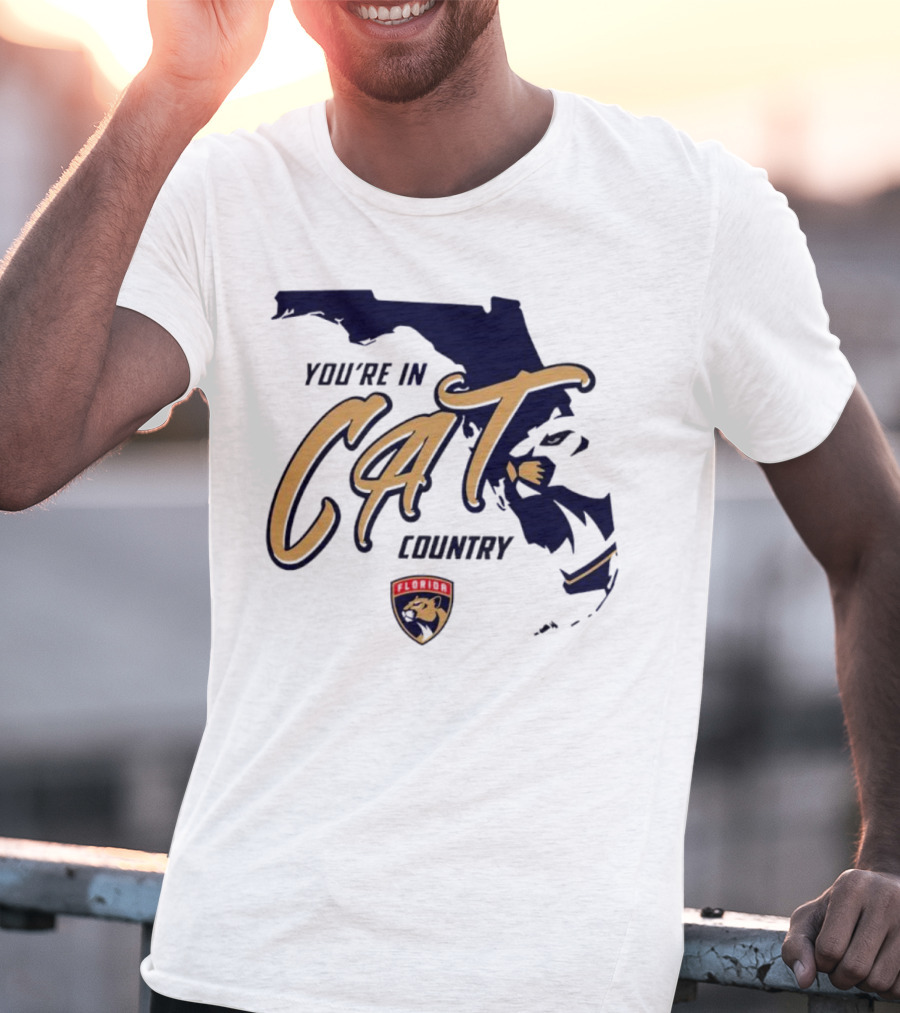 Florida Panthers You're In Cat Country Map Outline T-Shirt
