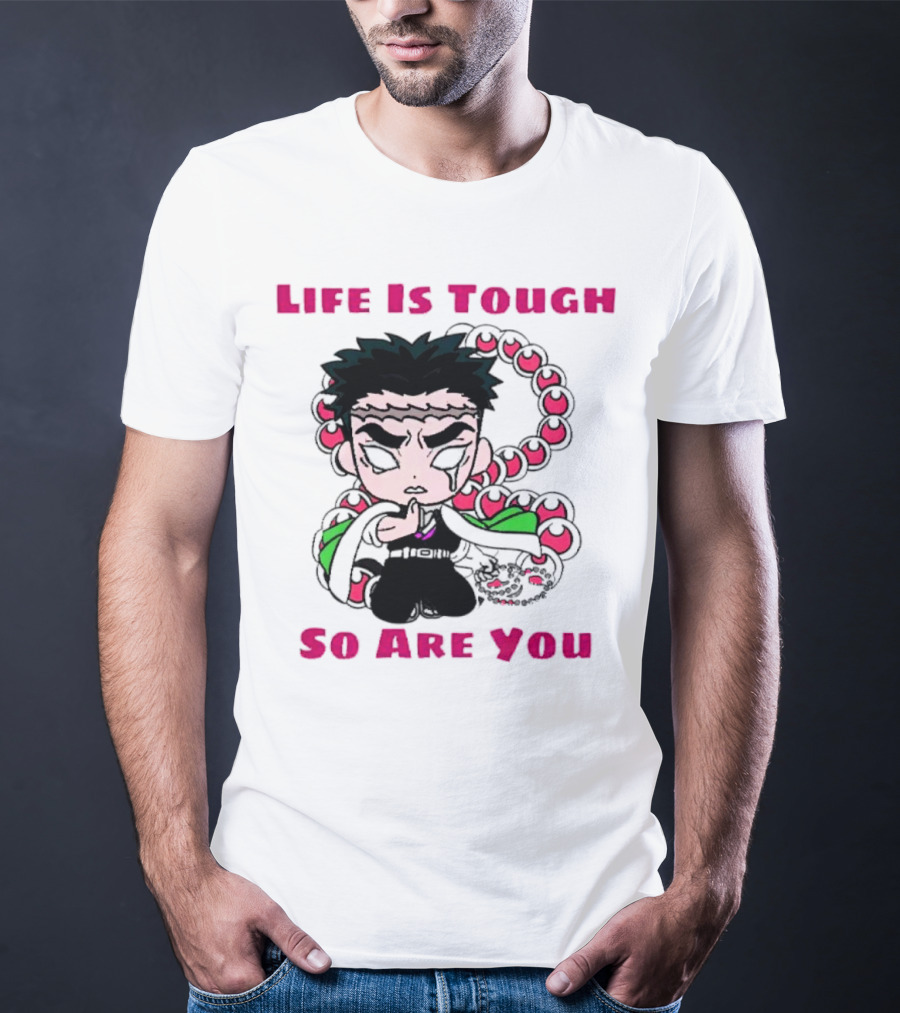 Life Is Tough So Are You Anime Character With Beads And Green Accents T-Shirt