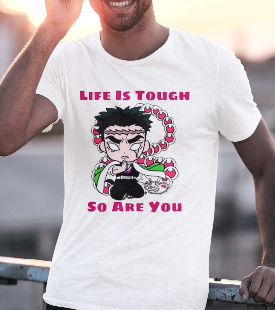 Life Is Tough So Are You Anime Character With Beads And Green Accents T-Shirt