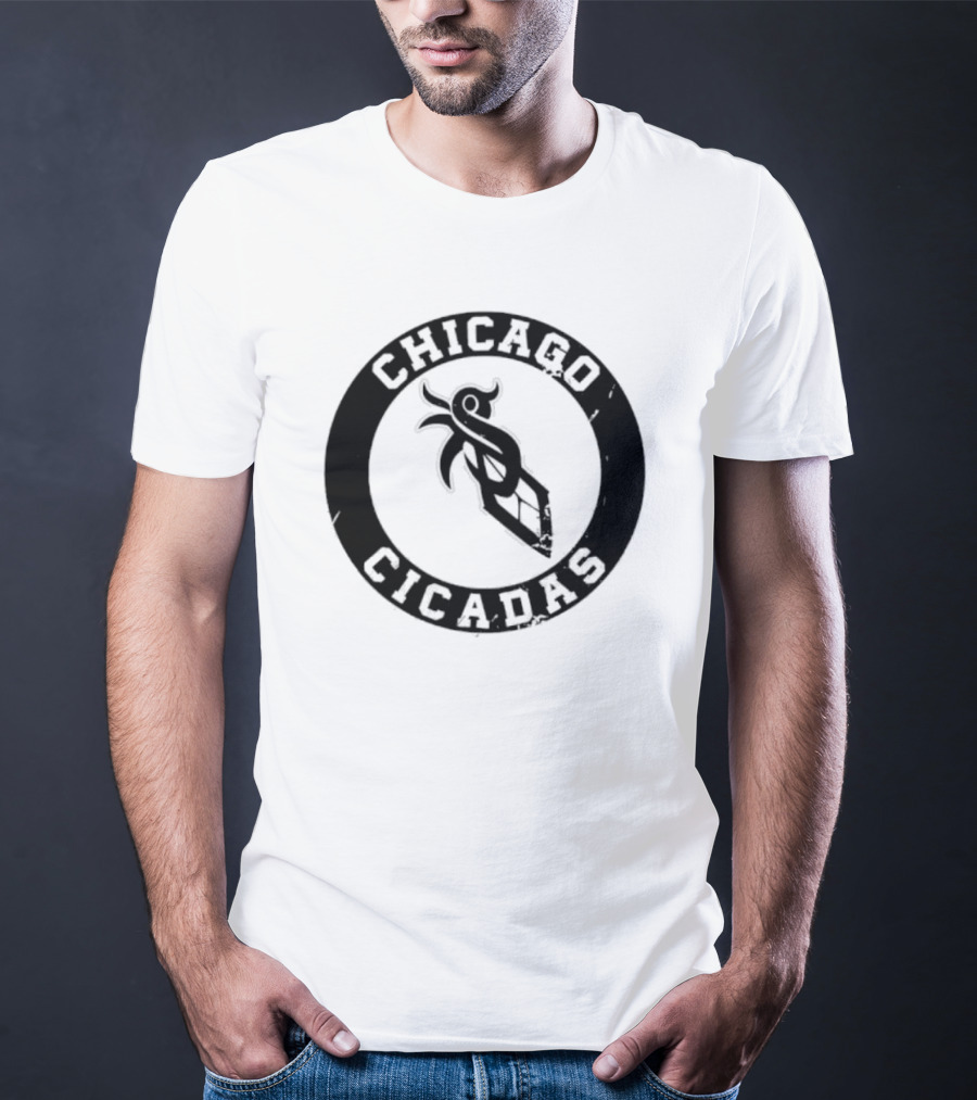 Chicago Cicadas Baseball Team Logo Black Circle T-Shirt