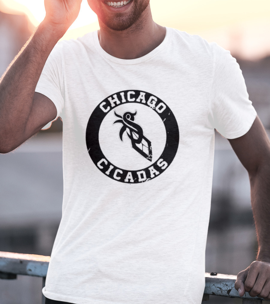 Chicago Cicadas Baseball Team Logo Black Circle T-Shirt