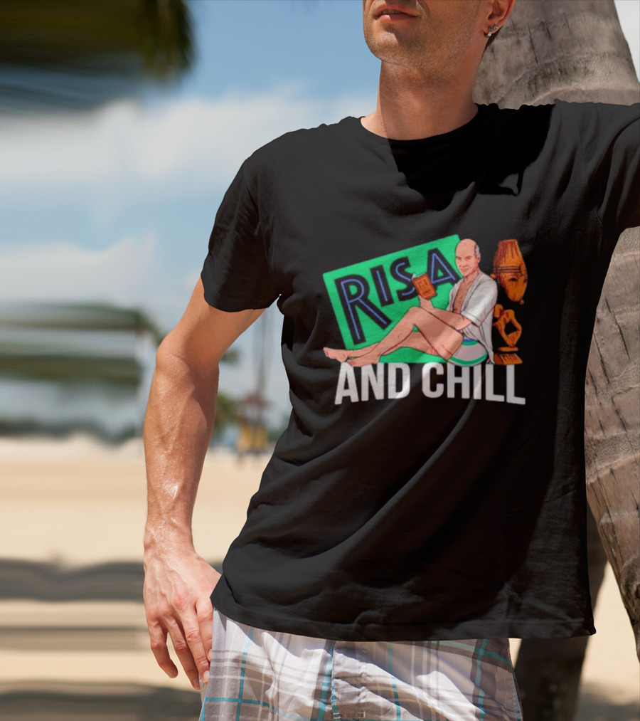 Risa And Chill Star Trek Parody Patrick Stewart Tropical Vacation Relaxation T-Shirt