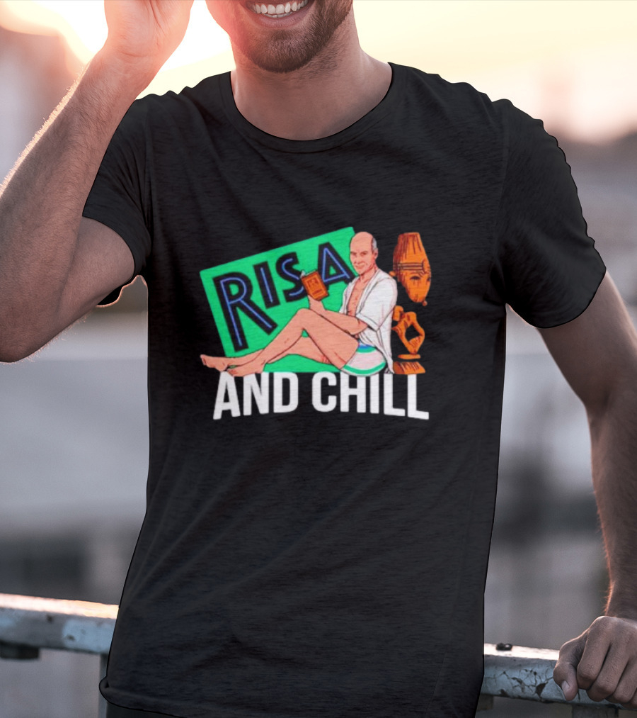 Risa And Chill Star Trek Parody Patrick Stewart Tropical Vacation Relaxation T-Shirt