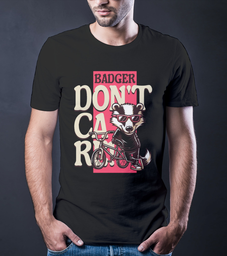 Badger Don't Care Cool Shades Bicycle Attitude T-Shirt