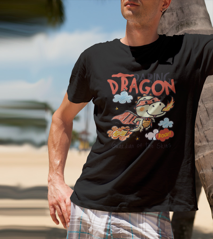 Daring Dragon Guardian Of The Skies Roar Heroic Fire-Breathing Adventure T-Shirt