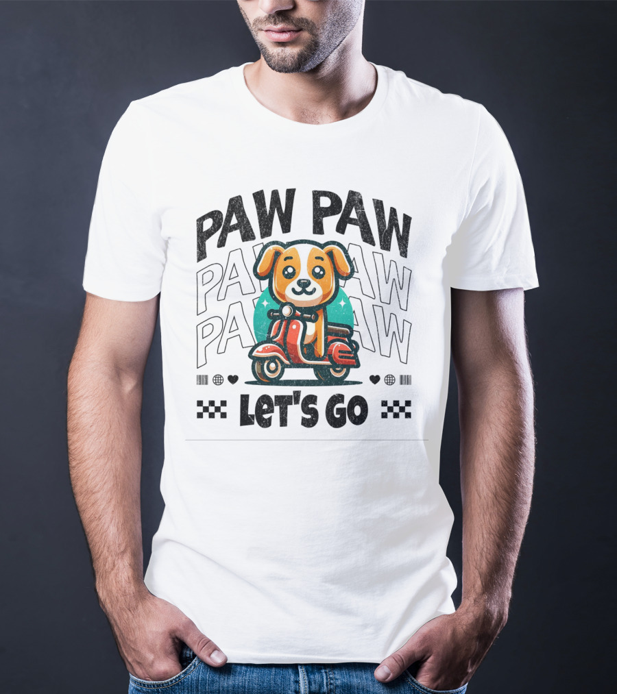 Paw Paw Let's Go Funny Puppy On Scooter Adventure T-Shirt