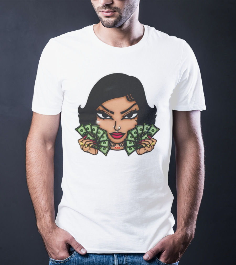 Mialani Aurora Holding Dollar Bills Cartoon T-Shirt