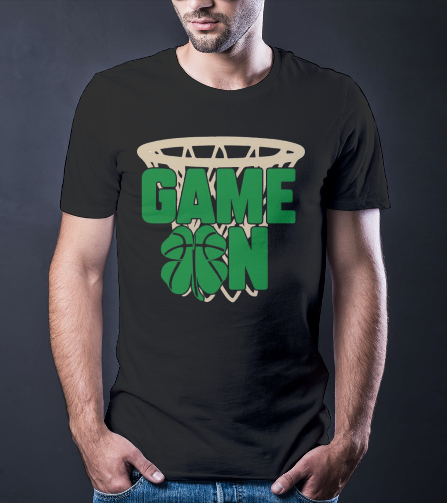Boston Celtics Game On Basketball Net Clover T-Shirt