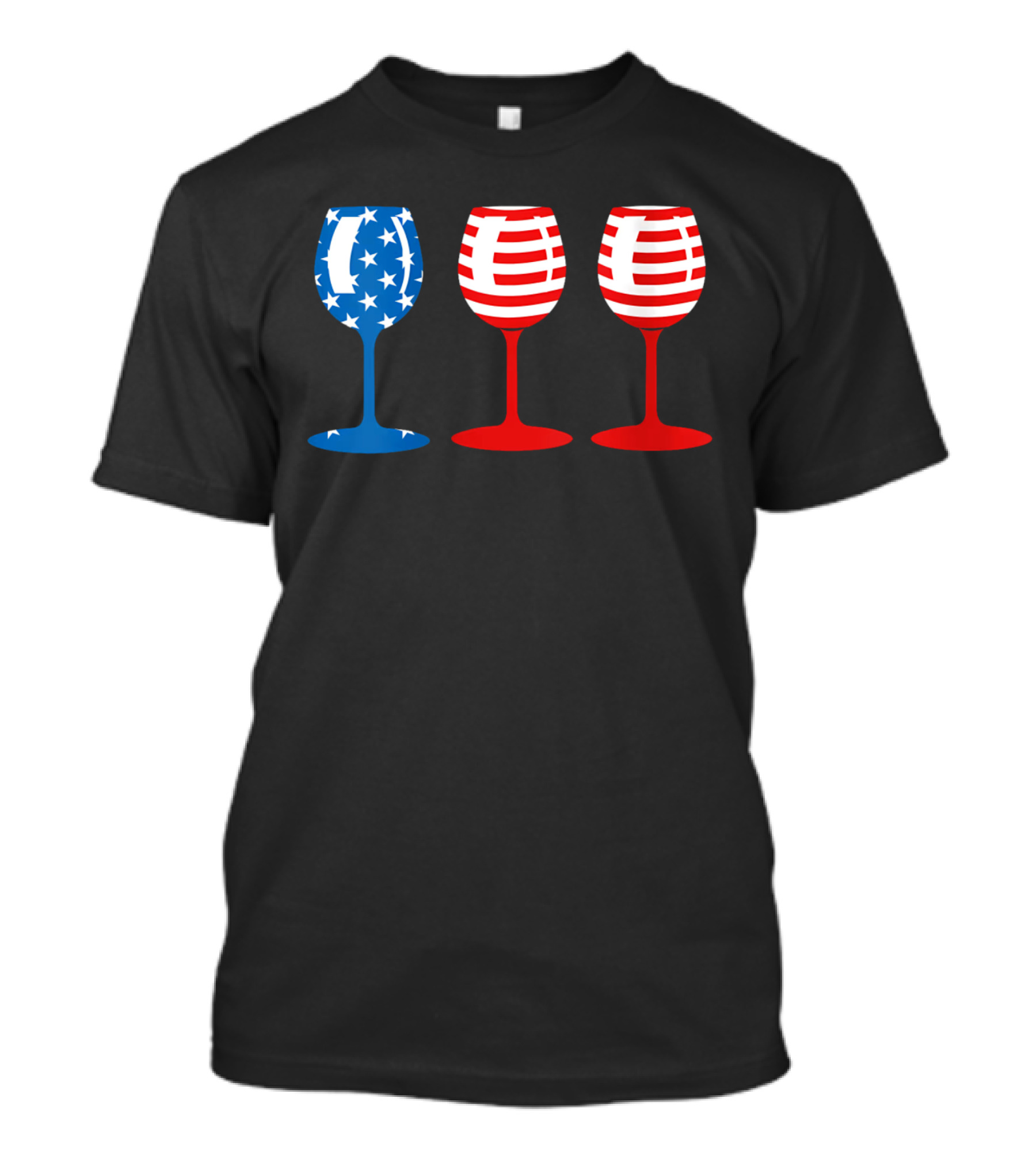 American Flag Fourth Of July Wine Glass Trio Stars And Stripes Patriotic T-Shirt