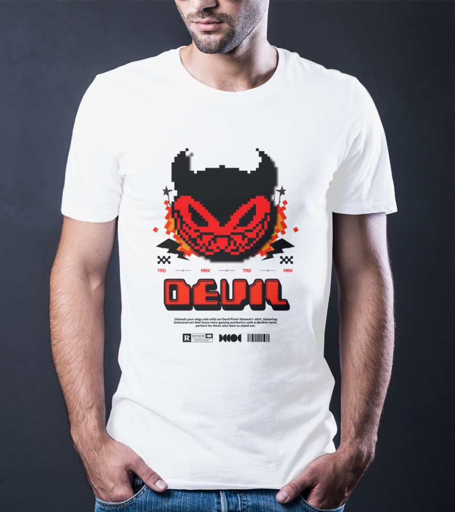 DEVIL PIXELS TRD MRK RETRO PIXEL ART FACE T-Shirt