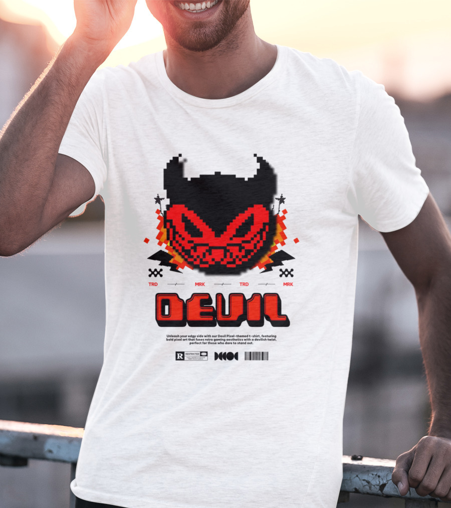 DEVIL PIXELS TRD MRK RETRO PIXEL ART FACE T-Shirt