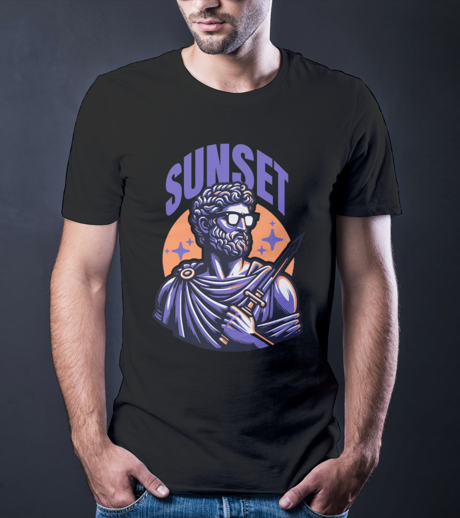 SUNSET Greek Statue With Sunglasses And Sword T-Shirt