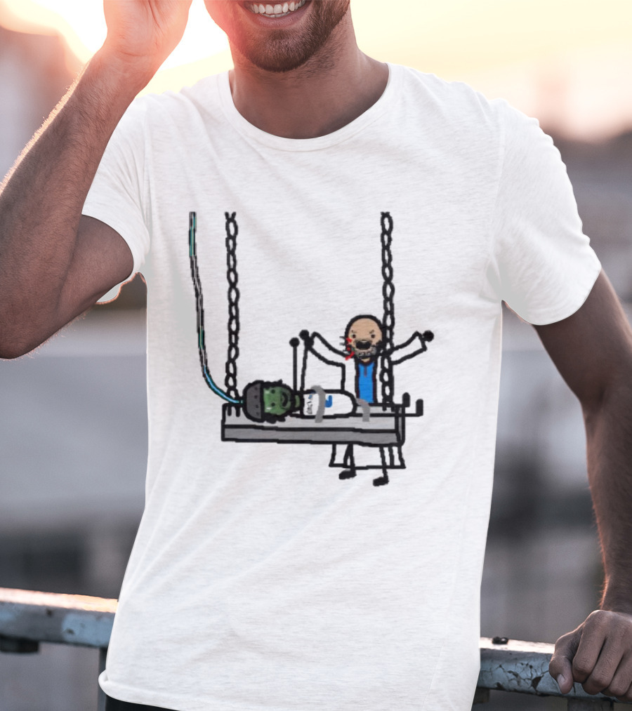 Dereck Its A Live-Ly Frankenstein Doctor With Green Zombie On Medical Table T-Shirt