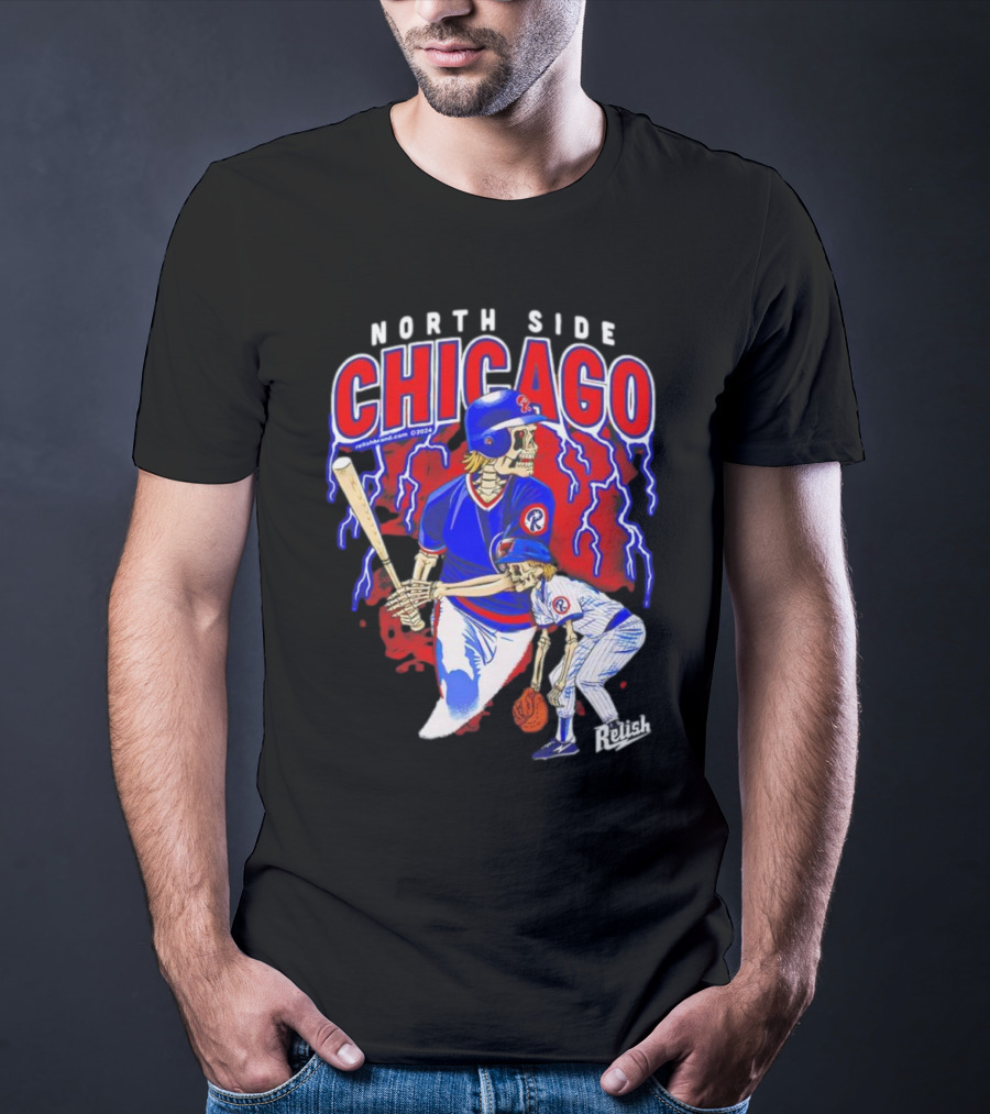 North Side Chicago Baseball Skeleton Relish T-Shirt