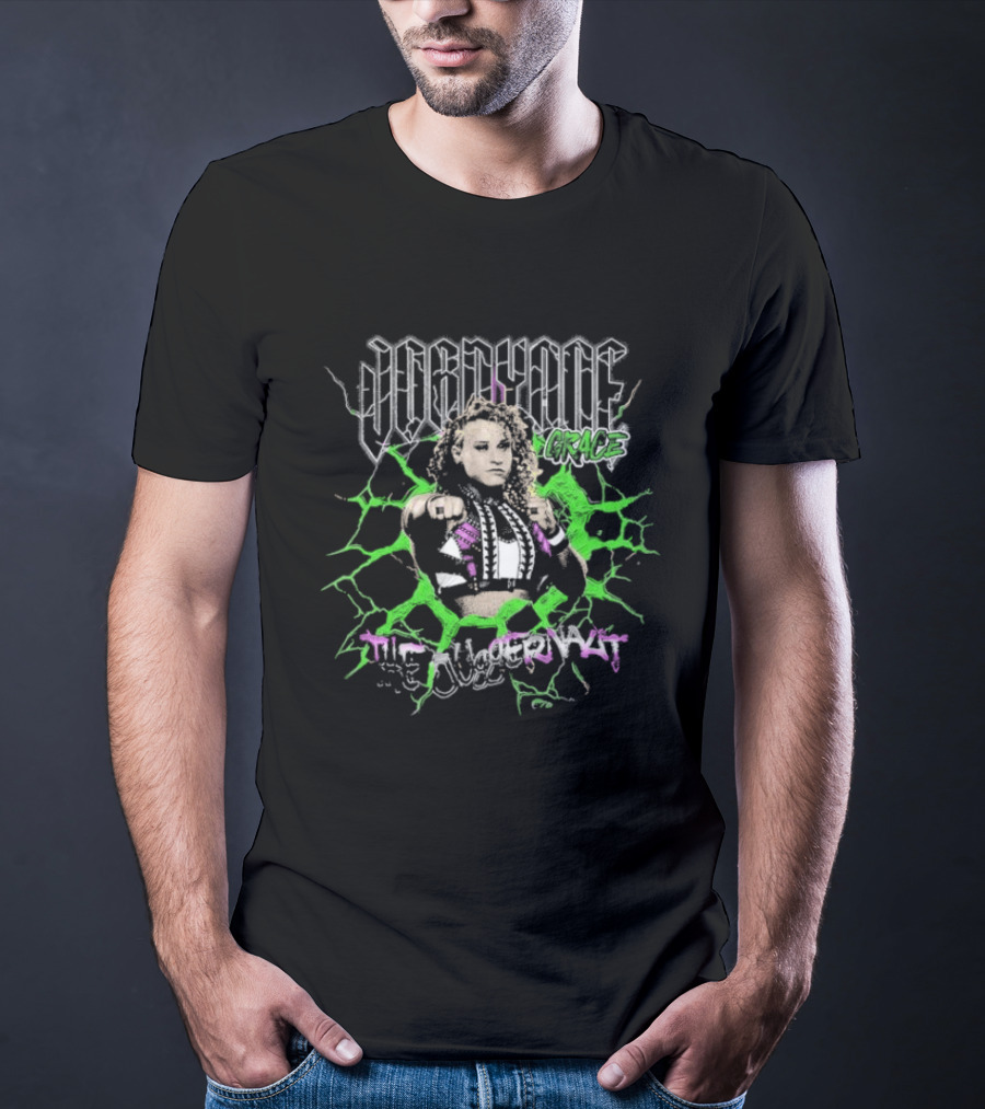 Jordynne Grace The Juggernaut Power Pose With Green Lightning Background T-Shirt