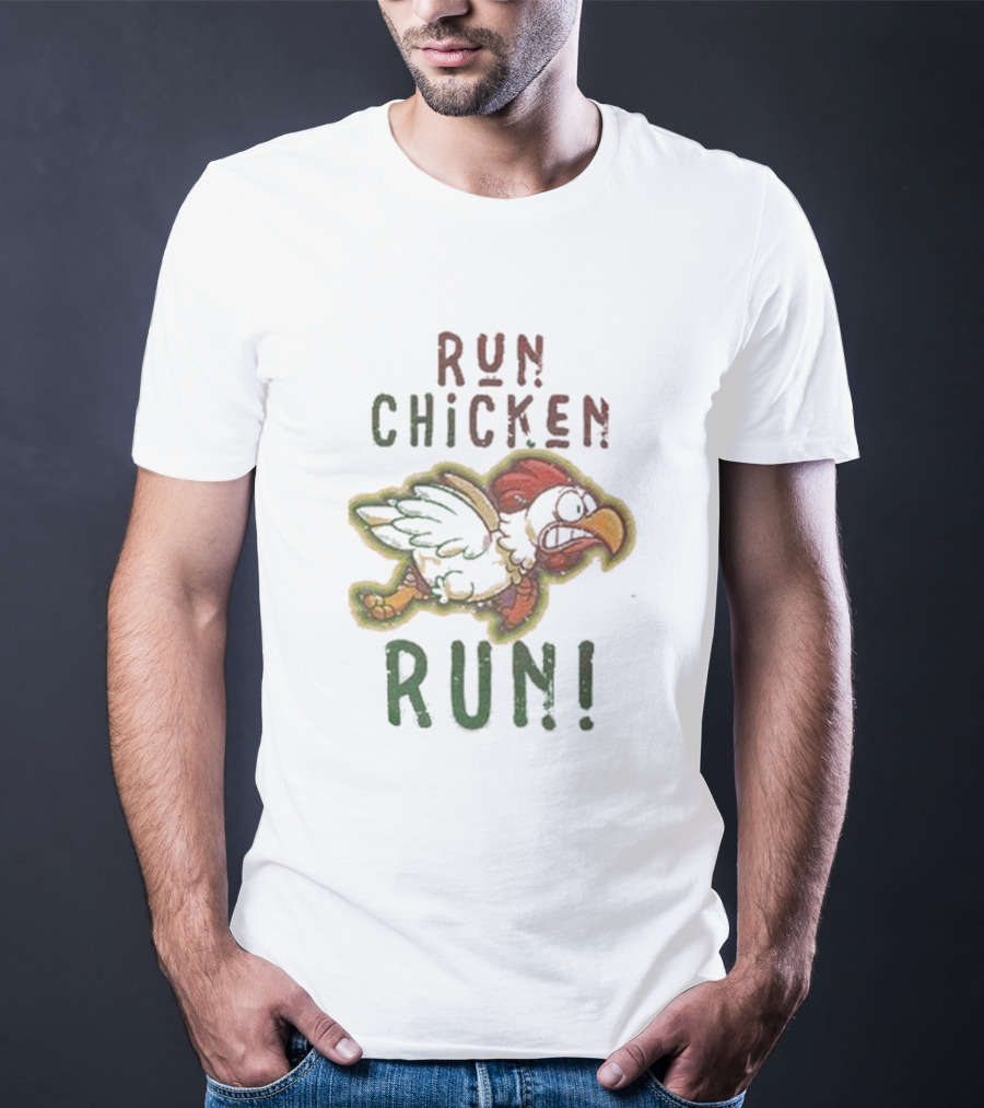Run Chicken Run Chicken Running With Wings Outstretched T-Shirt