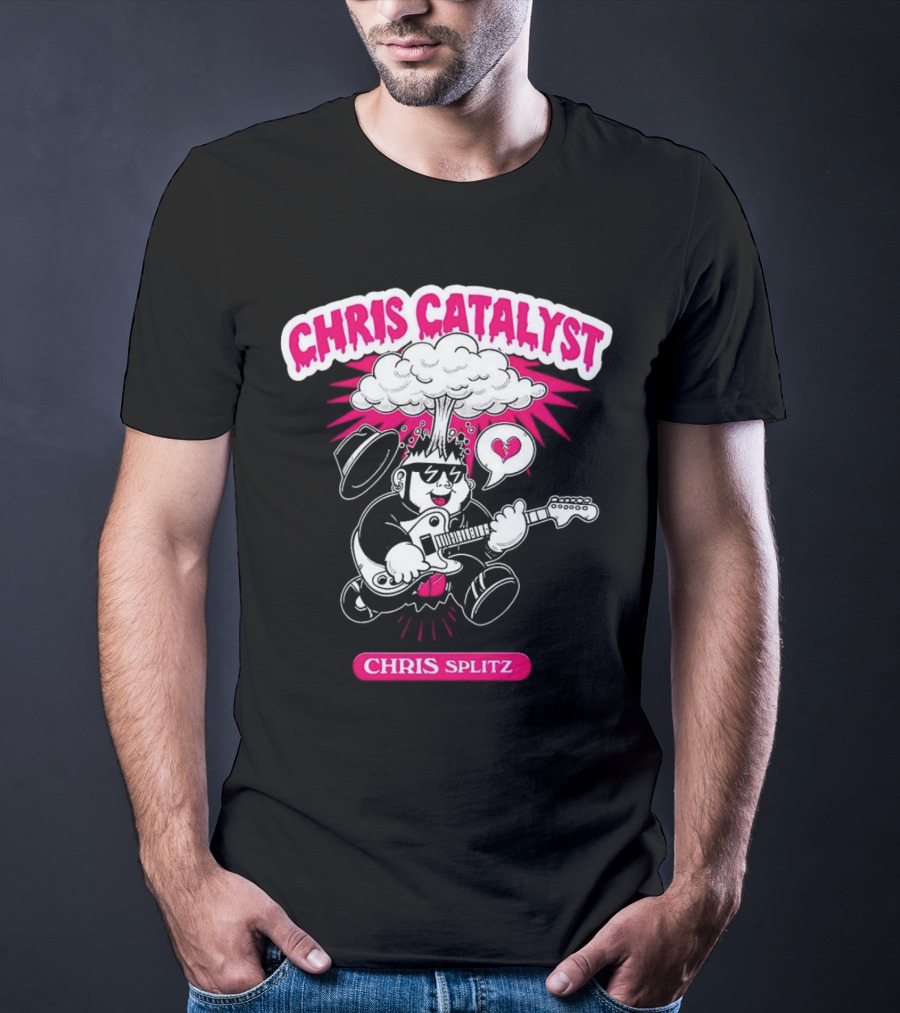 Chris Catalyst Chris Splitz Guitar Explosion Heart T-Shirt