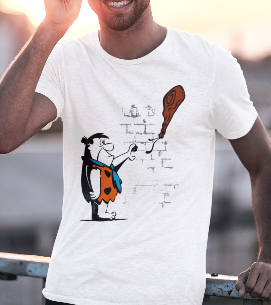 Fred Flintstone Balloon Meat Banksy Mashup T-Shirt