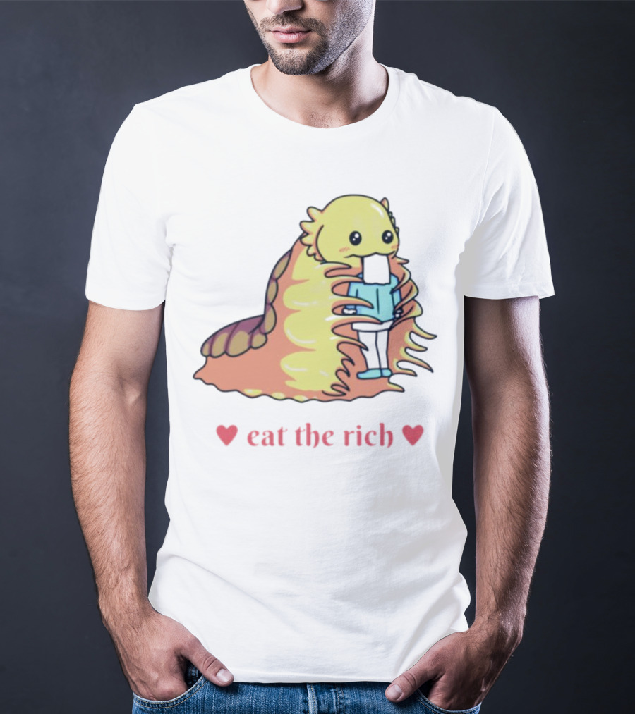 Heart Eat The Rich Space Slug Hugging Person T-Shirt