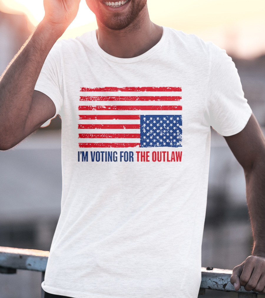 USA Flag I'm Voting For The Outlaw Distressed American T-Shirt
