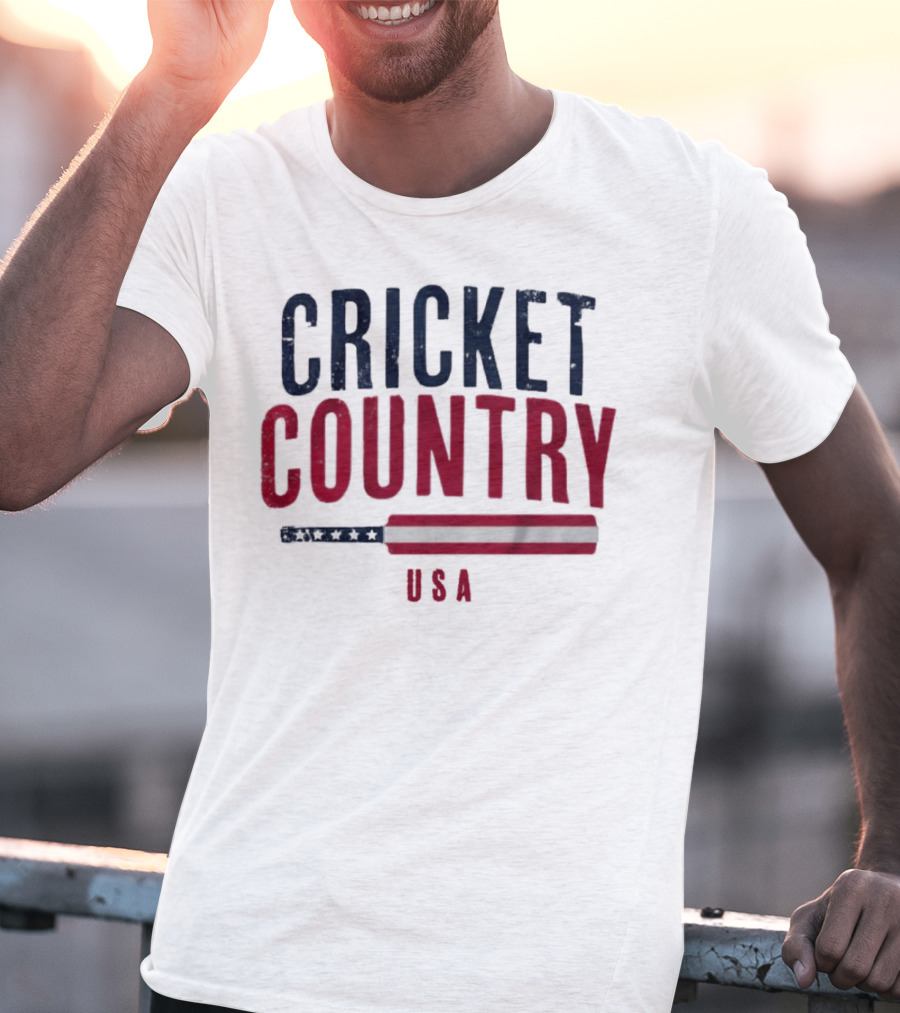 Cricket Country USA American Flag Bat T-Shirt