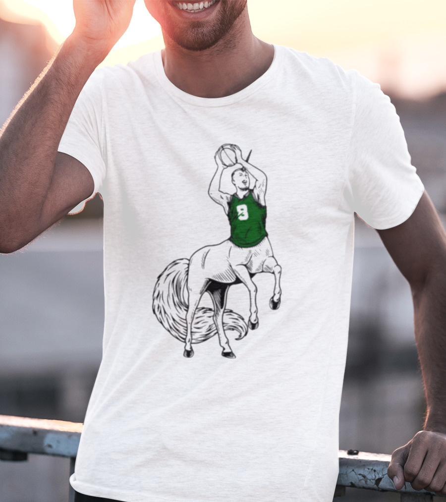 Kristaps Porzingis Unicorn Centaur Basketball Jumper 9 T-Shirt
