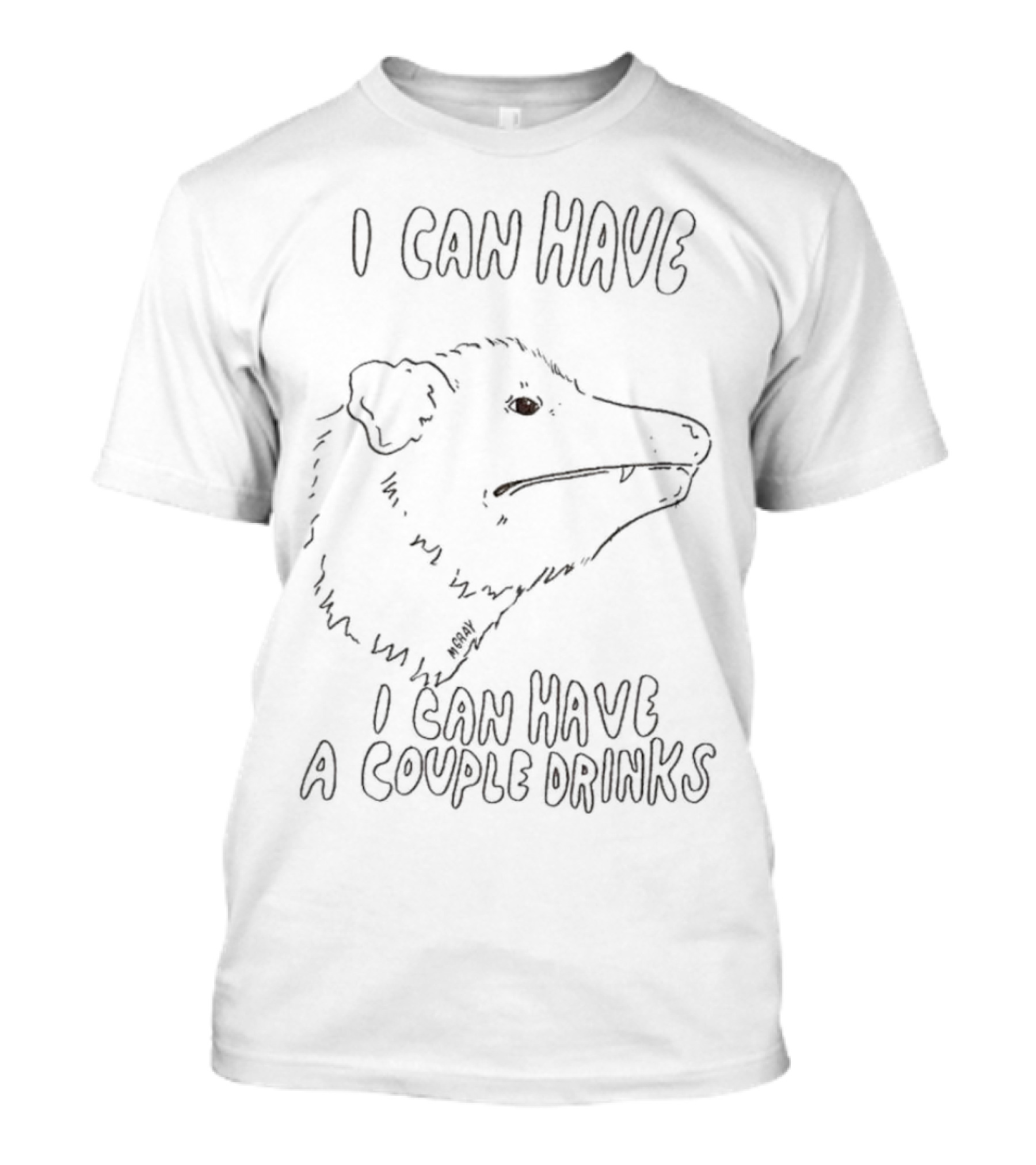 I Can Have A Couple Drinks Opossum Drawing T-Shirt
