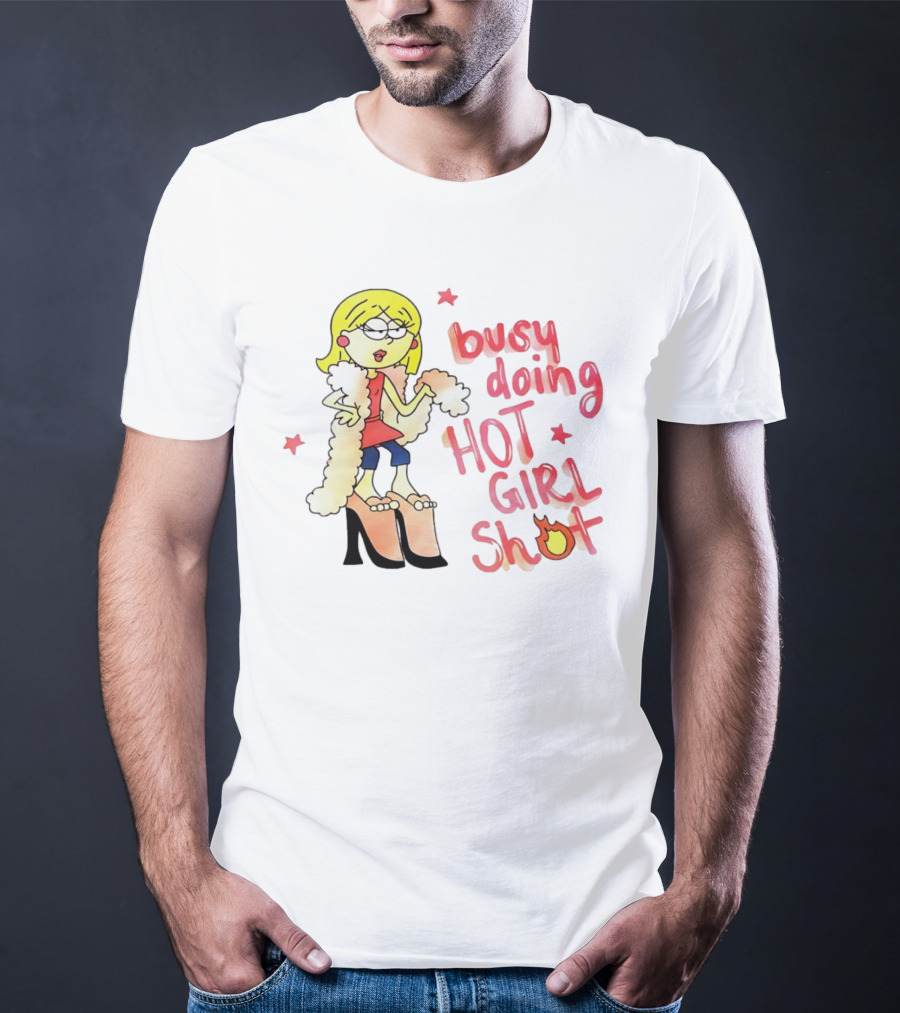 Busy Doing Hot Girl Shot Cartoon Style Fashion Humor T-Shirt