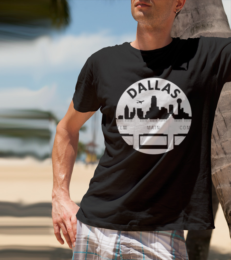 Triple Underpass Elm Main Commerce Dallas Skyline T-Shirt