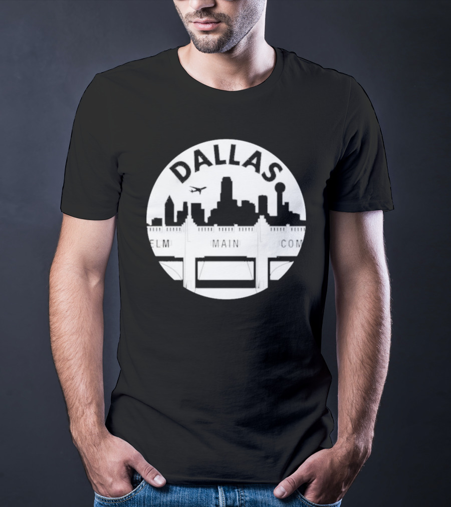 Triple Underpass Elm Main Commerce Dallas Skyline T-Shirt
