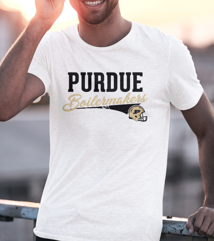 Purdue Boilermakers Script With Iconic Helmet T-Shirt