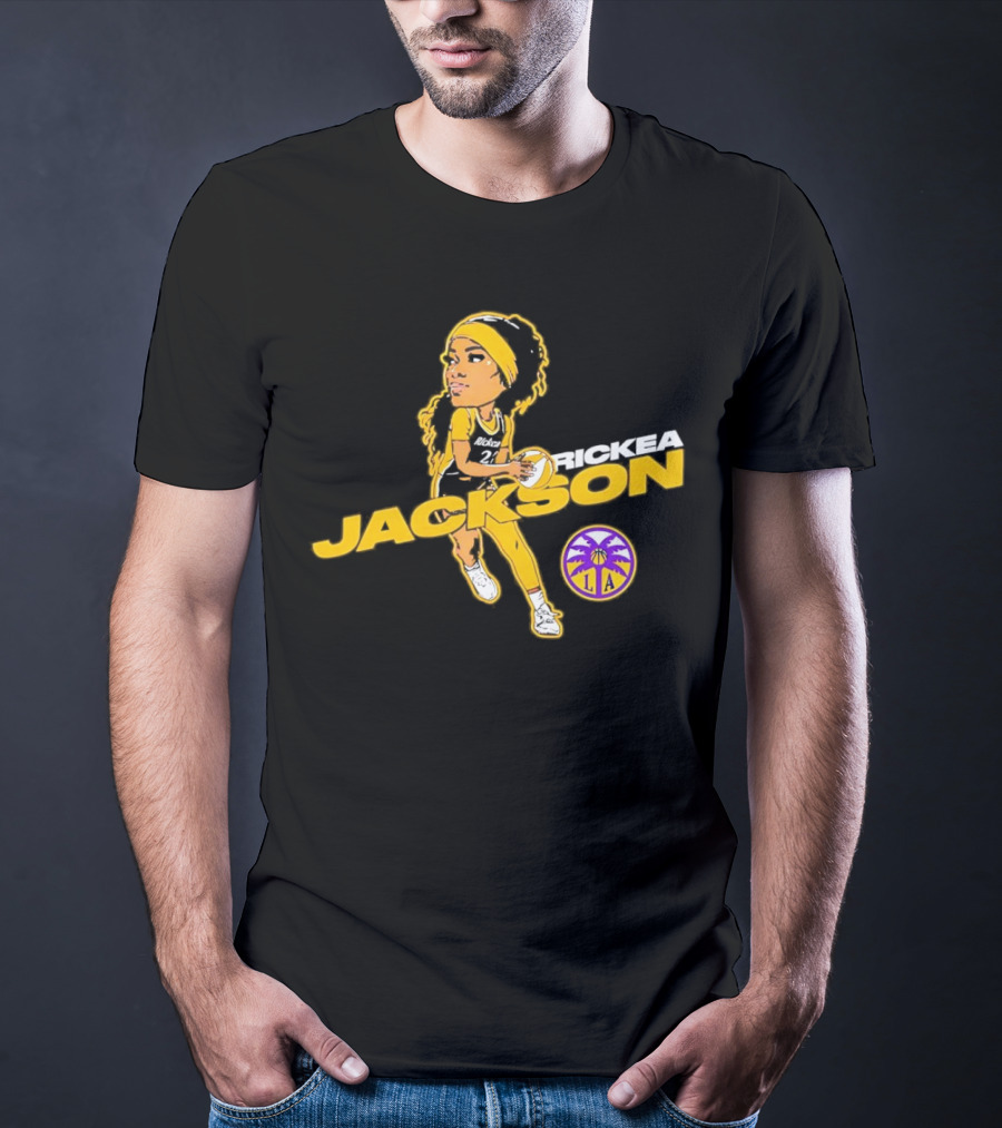 Rickea Jackson LA Basketball Player Icon In Yellow And Black T-Shirt