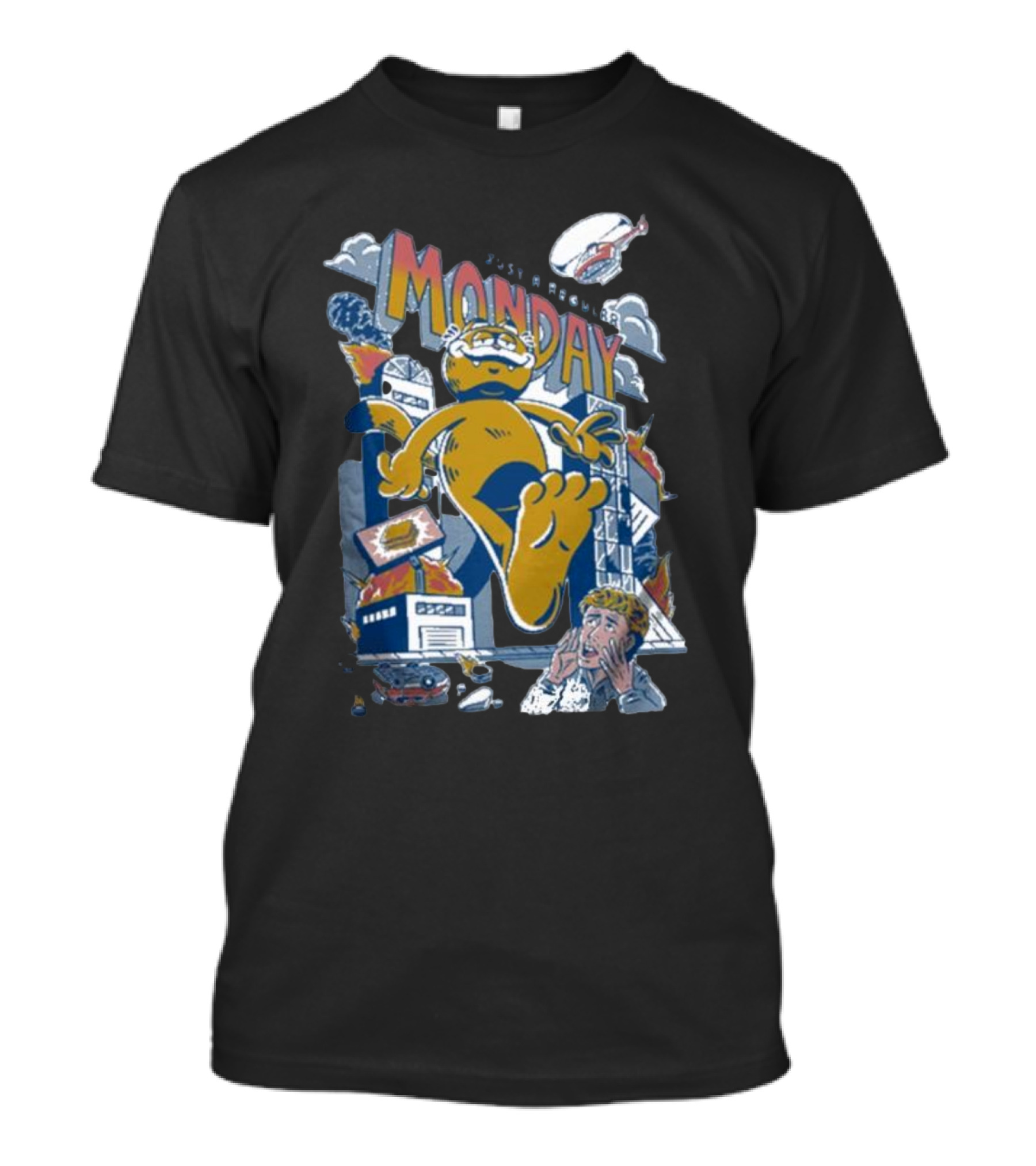 Just A Regular Monday Cat Destroy City Monster Chaos T-Shirt
