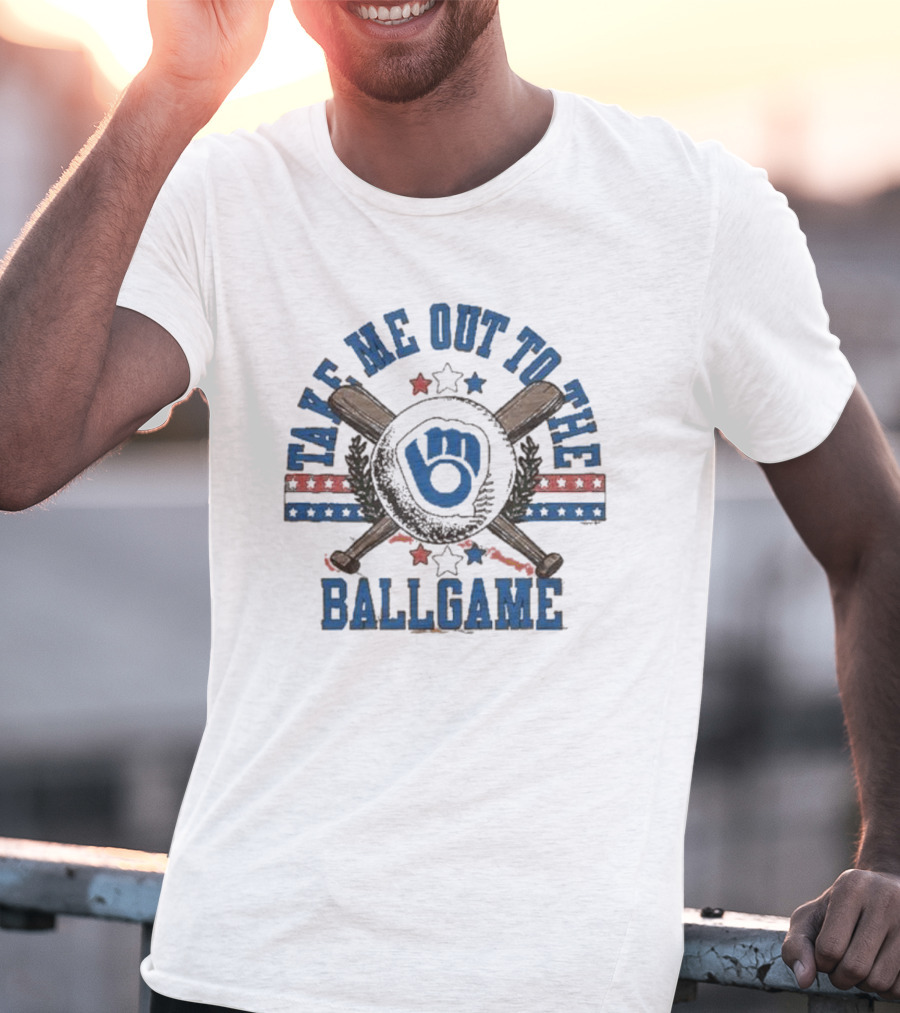 Milwaukee Brewers Take Me Out To The Ballgame Retro Baseball T-Shirt