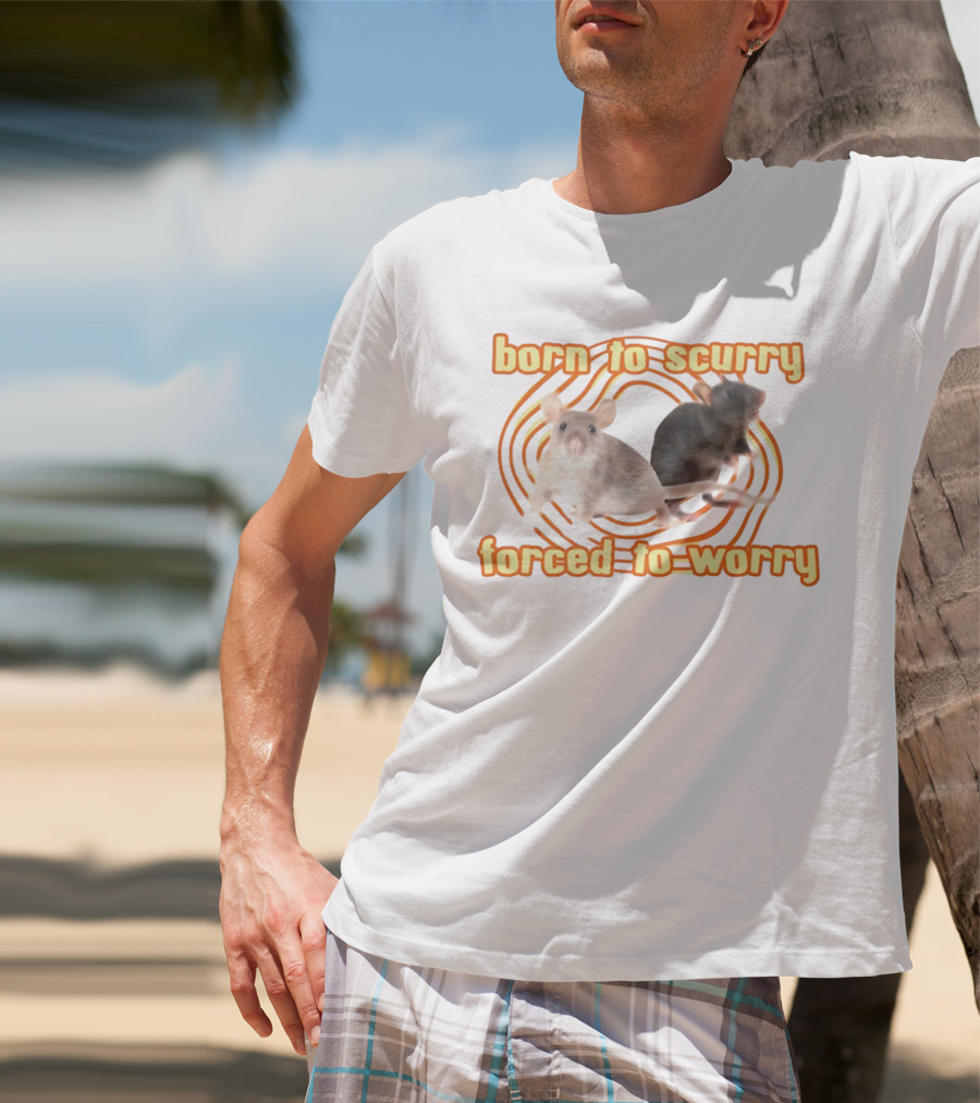 Born To Scurry Forced To Worry With Two Rats And Swirling Background T-Shirt